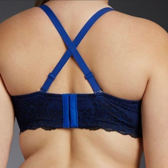 Torrid Blue & Black Smooth Cup‎ Push Up Demi Bra - Picture 5 of 7